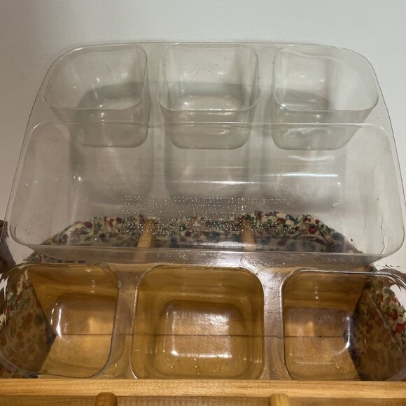 Peterboro Basket Co Divided Caddy Buffet Server Fabric Plastic Liners Farmhouse - Picture 6 of 14